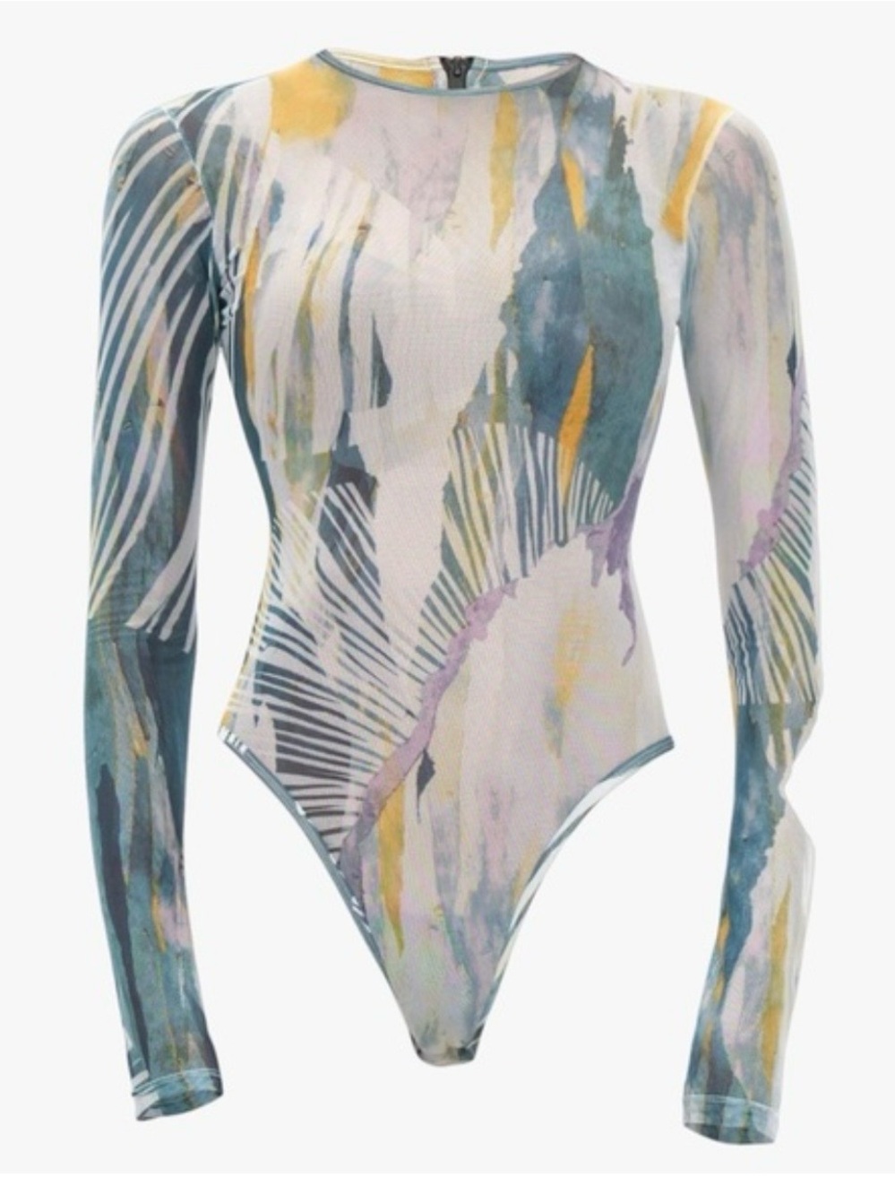 Andrea Iyamah Multicolor Abstract Long-Sleeve Bodysuit Sz S